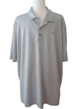 Callaway Opti-Dry Men’s Performance Golf Polo Shirt in Light Gray Stripe XXL